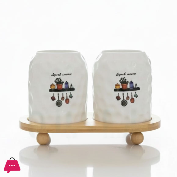 2-Piece Spoon Organizer with Bamboo Stand Elegant & Functional Kitchen Storage