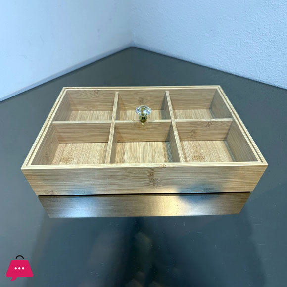 6 Partition Bamboo Wood Dry Fruit Box with Acrylic Cover