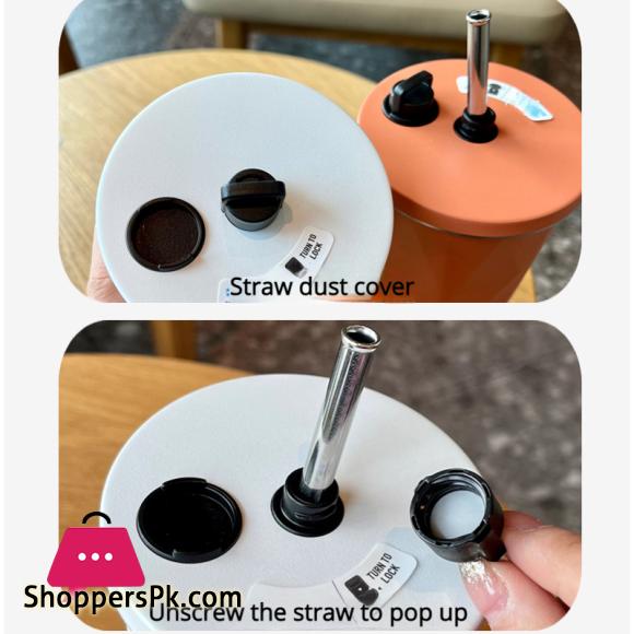 600ML Insulated Coffee Cup With Straw Stainless Steel Iced Coffee Mug Tea Cold Drink Bottle Diamond Shaped Thermos Mug Tumbler