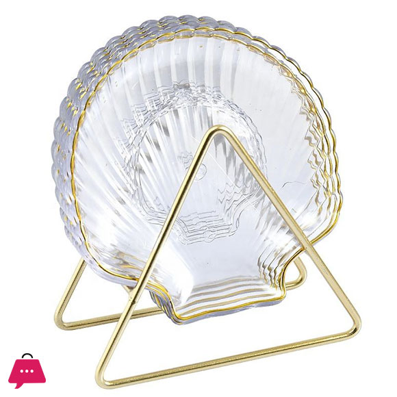 Acrylic Star Shape Plate Set With Metal Stand 8pcs