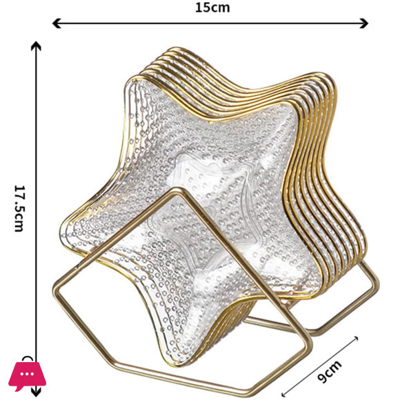 Acrylic Star Shape Plate Set With Metal Stand 8pcs