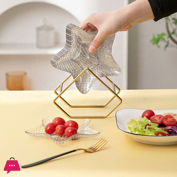 Acrylic Star Shape Plate Set With Metal Stand 8pcs