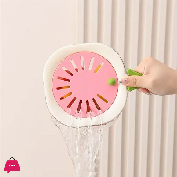 Dust-Proof Fruit Drainer Basket Hidden Folding Handle Drain Switch Expandable 2-In-1