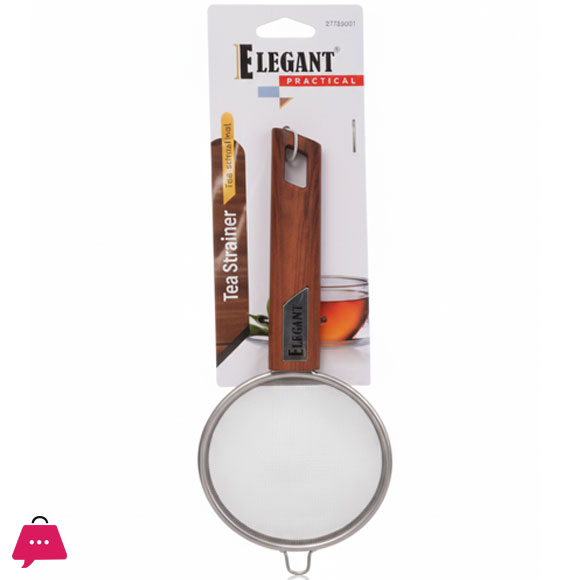 Elegant Wood Color Tea Strainer Steel Medium