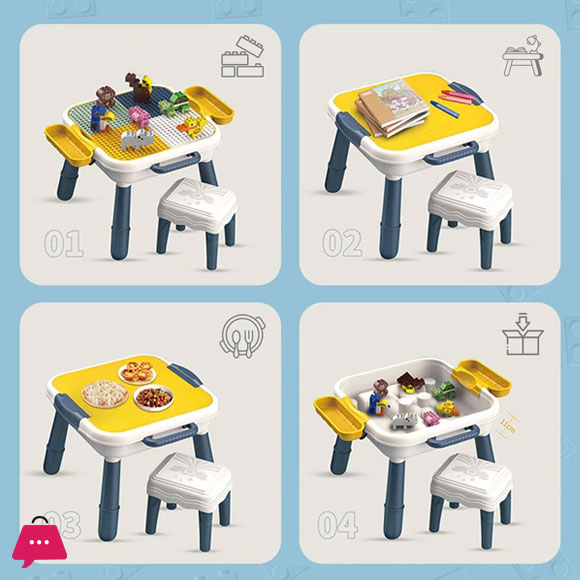 Little Story 4 In 1 Block Activity Table With Stool and Blocks
