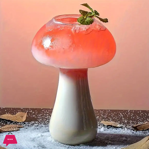 Mushroom Shaped Borosilicate Glass Cup for Cocktails Milk Coffee Microwave Safe - 250ml