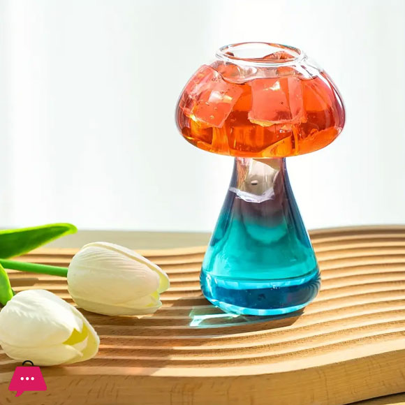 Mushroom Shaped Borosilicate Glass Cup for Cocktails Milk Coffee Microwave Safe - 250ml