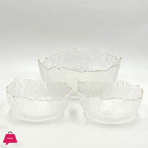 Premium Ripple-Edge Glass Bowl Fruit Set (7 Pieces)