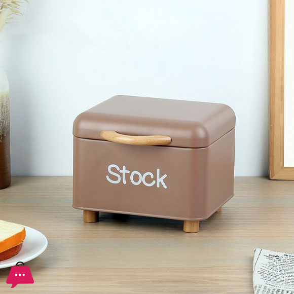 Bread Stock Storage Containter Rubber Wood Handle Set of 2