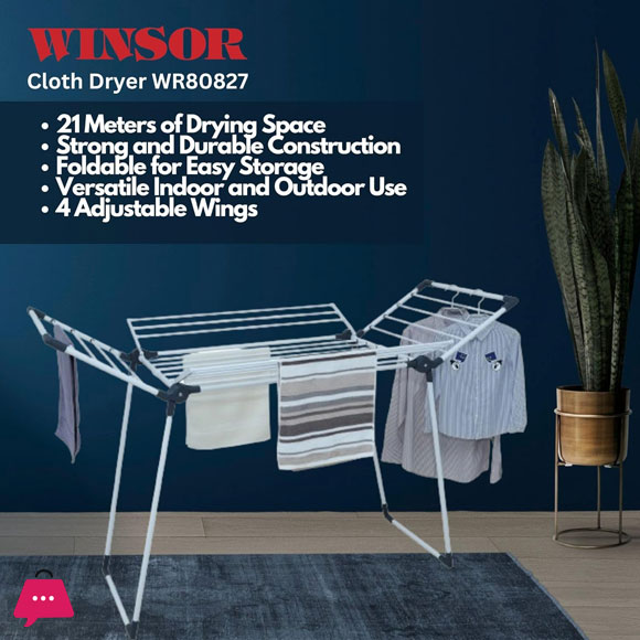 Winsor Cloth Drying Foldable Stand 21 Meters Strong and Durable Tubes with Rust Proof Powder Coating Clothes Dryer Drying Stand Laundry Rack