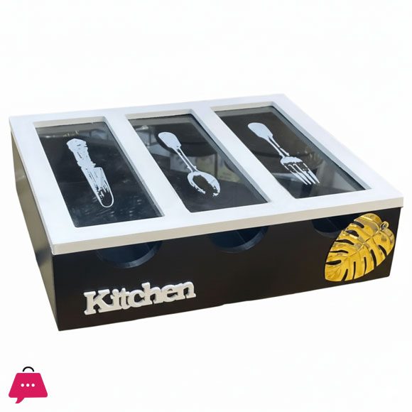 Wooden Cutlery Organizer with Dividers