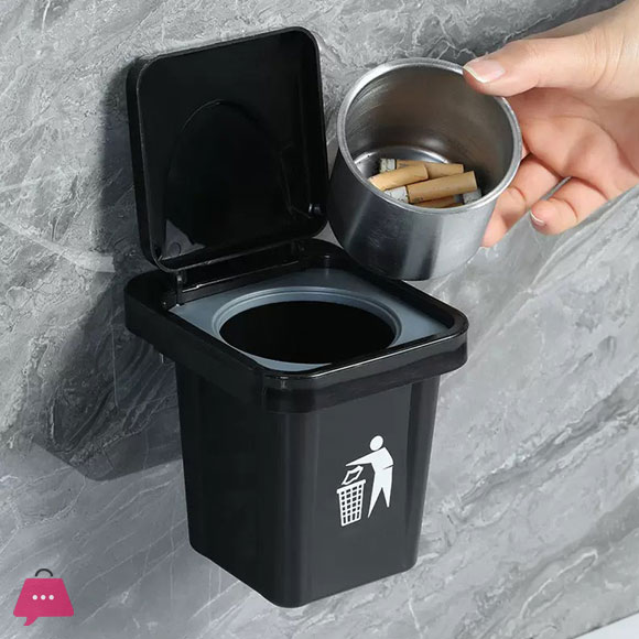 1PC Wall Mounted Garbage Can Ashtray Creative Home Living Room Bathroom Lid Ashtray with Lid