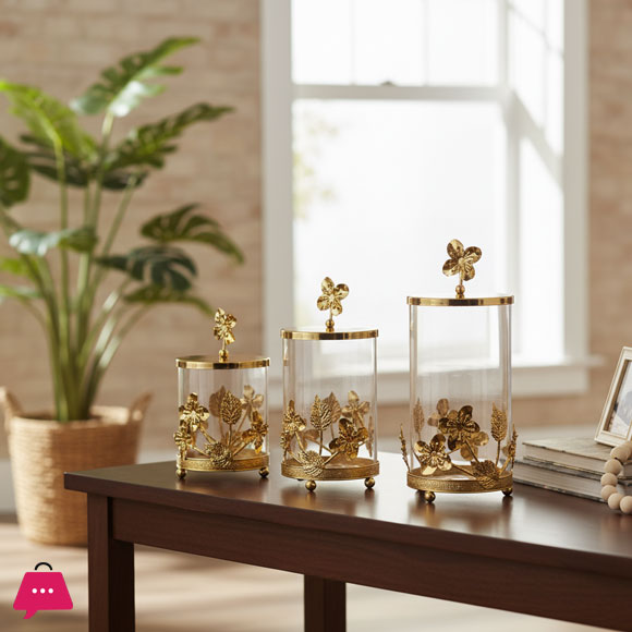 3 PCS CANDY JAR (GOLDEN)