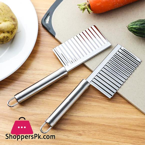 Crinkle Fries Cutter Knife with Handle - Stainless Steel High Quality