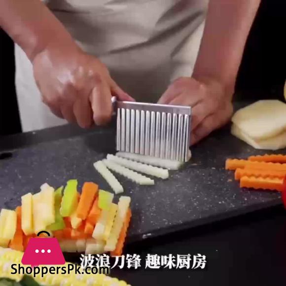 Crinkle Fries Cutter Knife with Handle - Stainless Steel High Quality