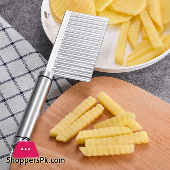 Crinkle Fries Cutter Knife with Handle - Stainless Steel High Quality