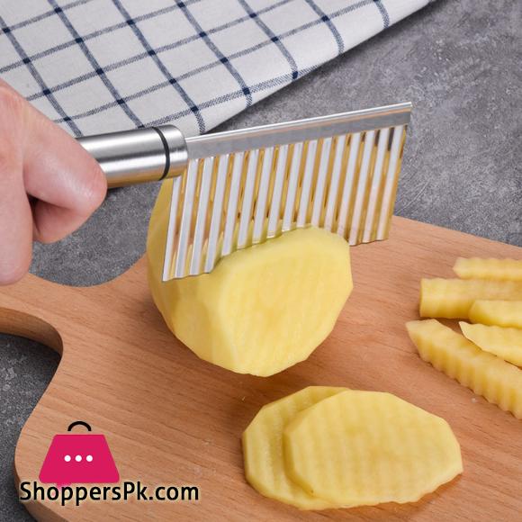 Crinkle Fries Cutter Knife with Handle - Stainless Steel High Quality