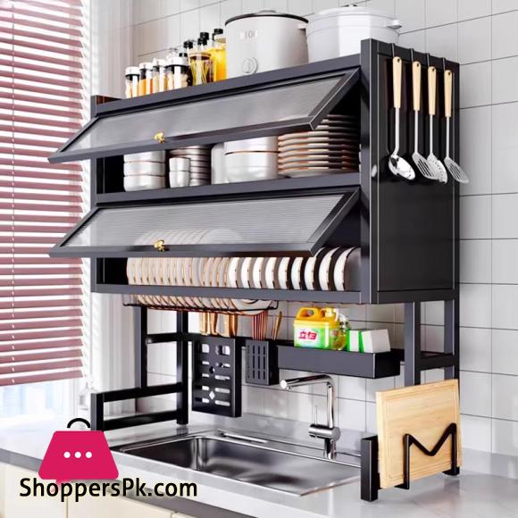 Double Layer Over The Sink Kitchen Sink Shelf Countertop Multifunctional Dish Drain Rack 85CM