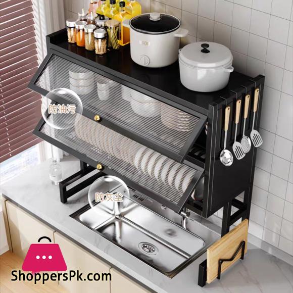 Double Layer Over The Sink Kitchen Sink Shelf Countertop Multifunctional Dish Drain Rack 85CM