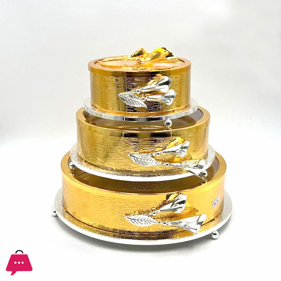Elegant Golden Square Nuts and Candy or Food Storage Container with Lid 3-Piece