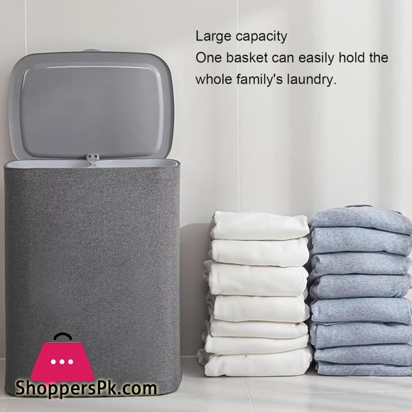 Laundry Basket with Lid Dual Compartment Design Laundry Hamper for Bathroom Laundry