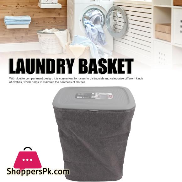 Laundry Basket with Lid Dual Compartment Design Laundry Hamper for Bathroom Laundry