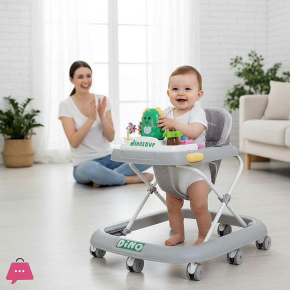 New Baby Walker with Music Light One Key Fold