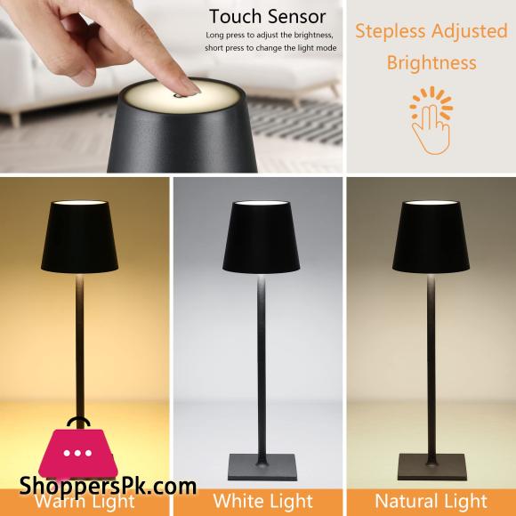 Table Lamp for Bedroom Rechargeable Wireless Touch Lamp 2 Steps Adjustable Lamp Touch Light