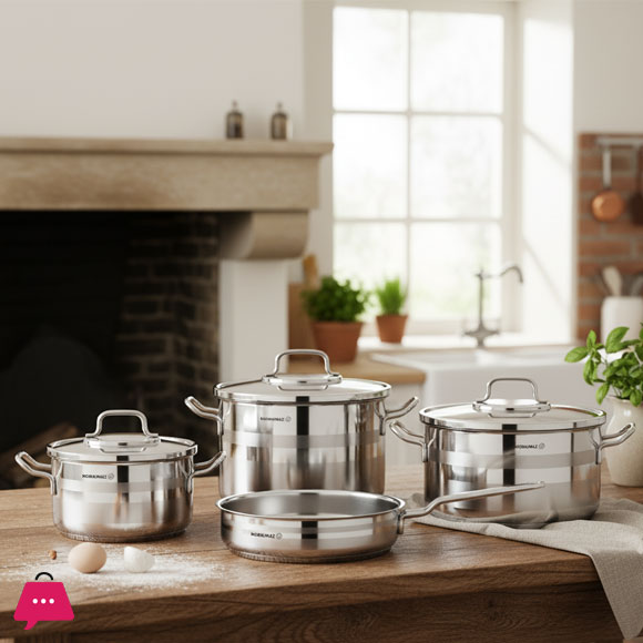 korkmaz stainless steel Astron 7 pcs Cookware Set