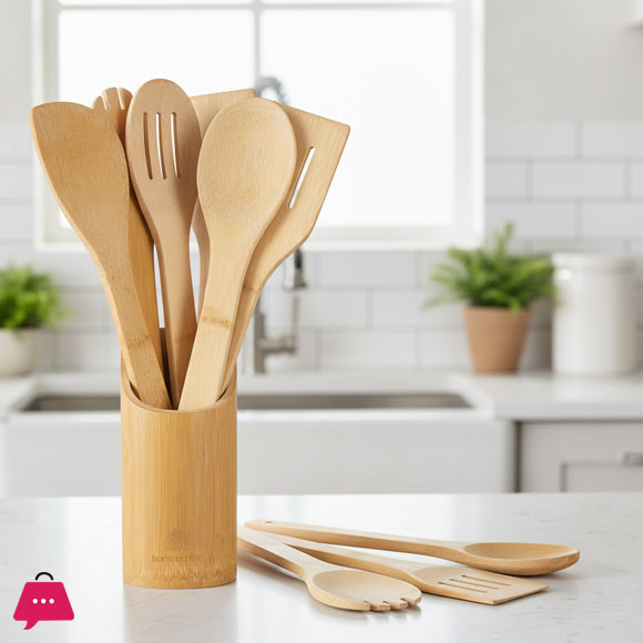 Bamboo Wood Cooking Spoon Set of 7