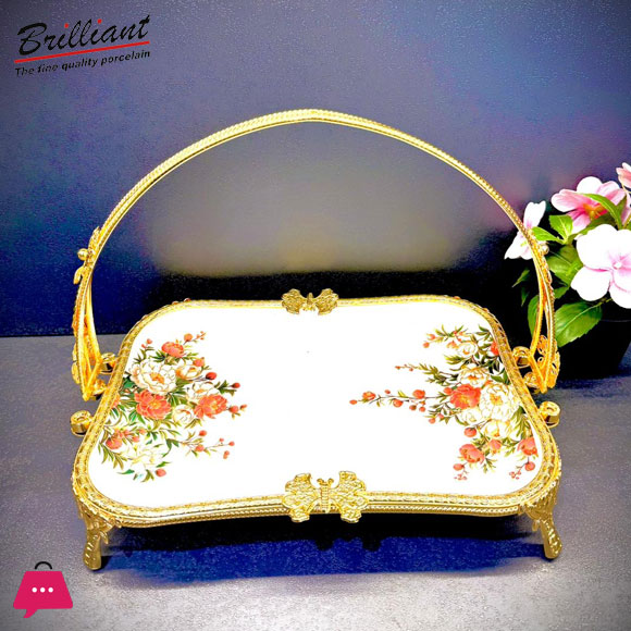 BRILLIANT Royal Bloom Deep Serving Platter with Handle BR5036 – 23x37x28cm