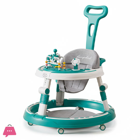 Children Adjustable Foldable Push Baby Walker with Wheels and Music