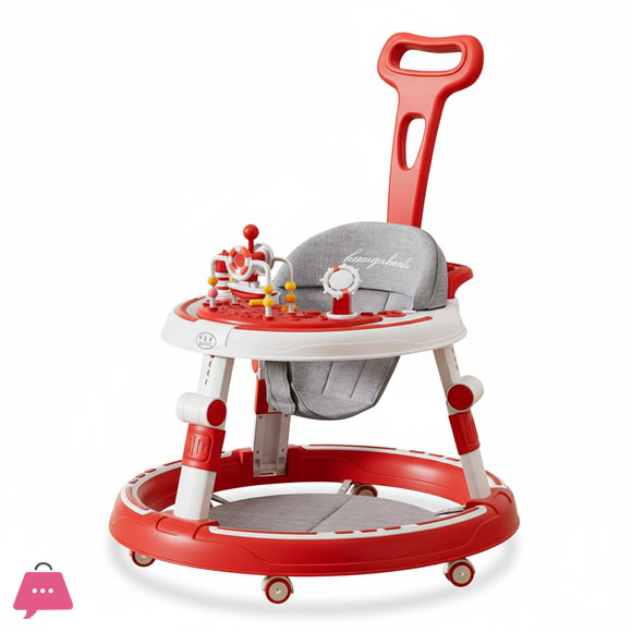 Children Adjustable Foldable Push Baby Walker with Wheels and Music