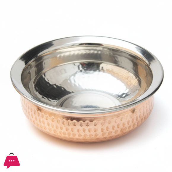 Copper Steel Handi for Serving Hammered Design