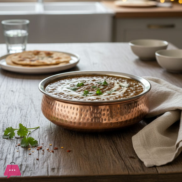 Copper Steel Handi for Serving Hammered Design