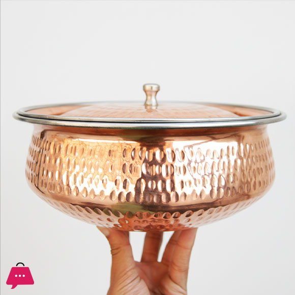 Copper Steel Handi for Serving Hammered Design