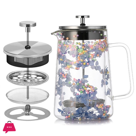 Double Wall French Press Coffee Maker Heat-Resistant Glass Teapot
