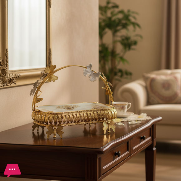 Elegant Golden Butterfly Decorative Serving Platter