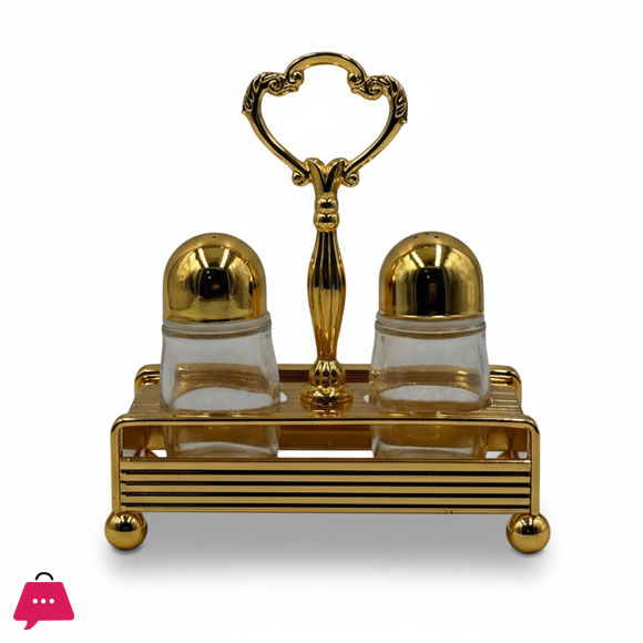 Elegant Golden Salt & Pepper Shaker Set with Stand