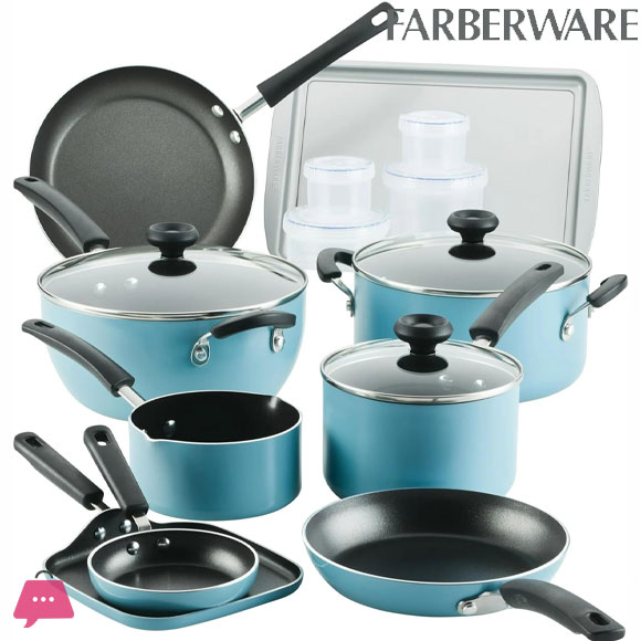 Farberware Cookstart Non-Stick Pots and Pans Set Induction Safe Cookware Set 20-Piece