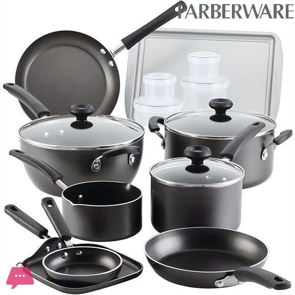 Farberware Cookstart Non-Stick Pots and Pans Set Induction Safe Cookware Set 20-Piece