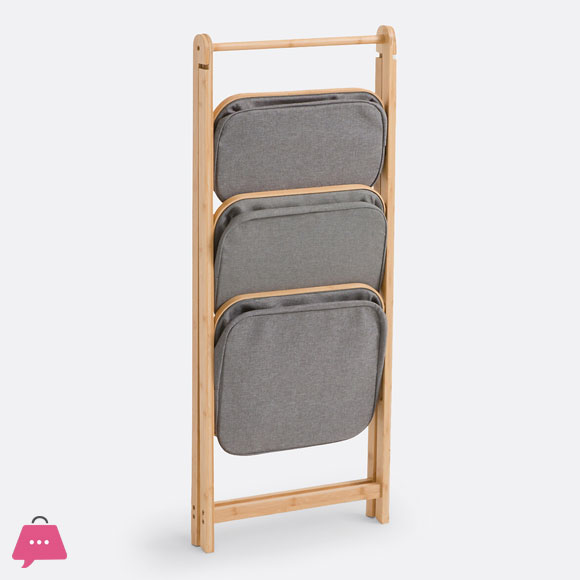 Folding Bamboo Two & Three-Tier Storage Basket