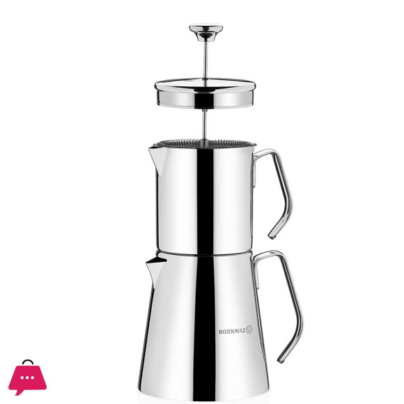 korkmaz Aqua 18/10 Stainless Steel Turkish Teapot Set, French Teapot Tea Kettle with 30 oz and 50 oz