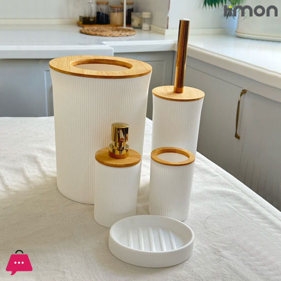 Limon Bamboo Lid Bathroom Set of 5