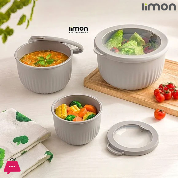 Limon Food Container Round with Vented Lid Set of 3