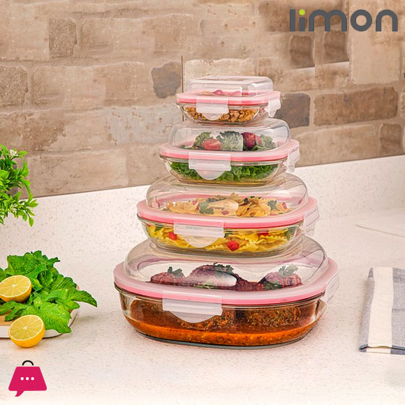 Limon Glass Container Set of 4 - Iran Made
