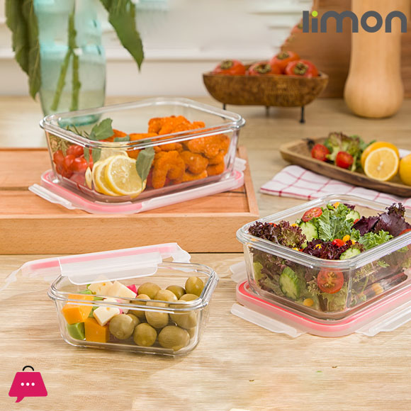 Limon Glass Food Containers with Lid Microwave, Oven & Safe