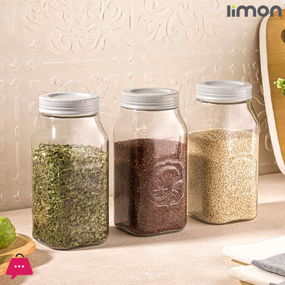 limon Glass Square Pet Spice Jar 1800ml