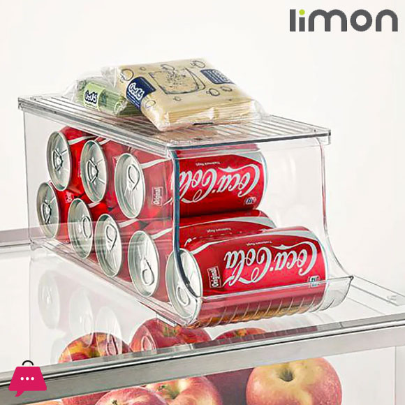 Limon Stackable Soda Can Organizer with Lids, Refrigerator Organizer 1-Pcs
