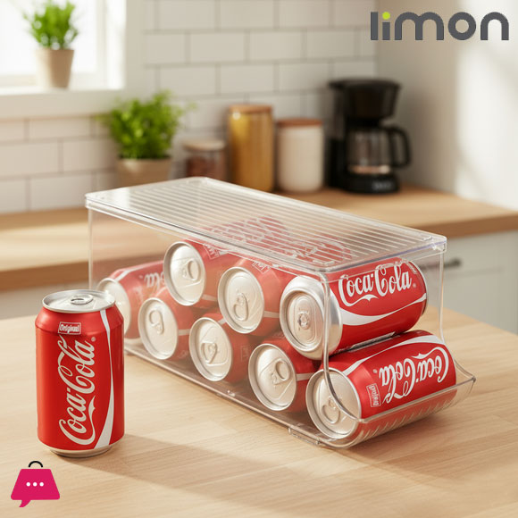 Limon Stackable Soda Can Organizer with Lids, Refrigerator Organizer 1-Pcs
